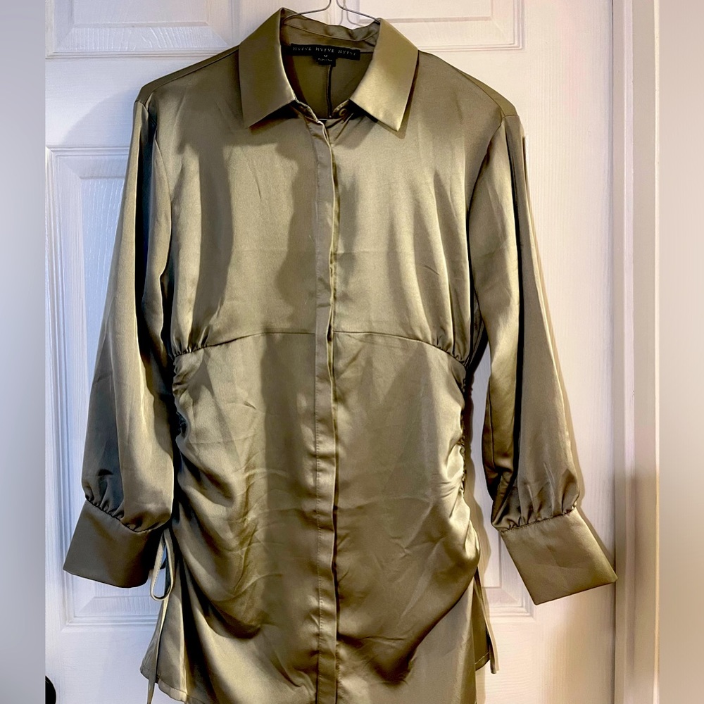 Olive Long sleeve button dress.